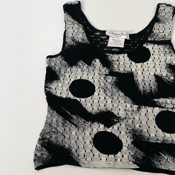 Christian Dior Boutique Galliano Era Crop Knit Painted Perforated Tank Art 10 - Picture 2 of 10